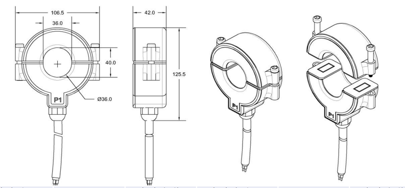 FSCT36 Split Core CT Dimensions FSCT36 36mm Waterproof Split Core Current Transformer Dimensions