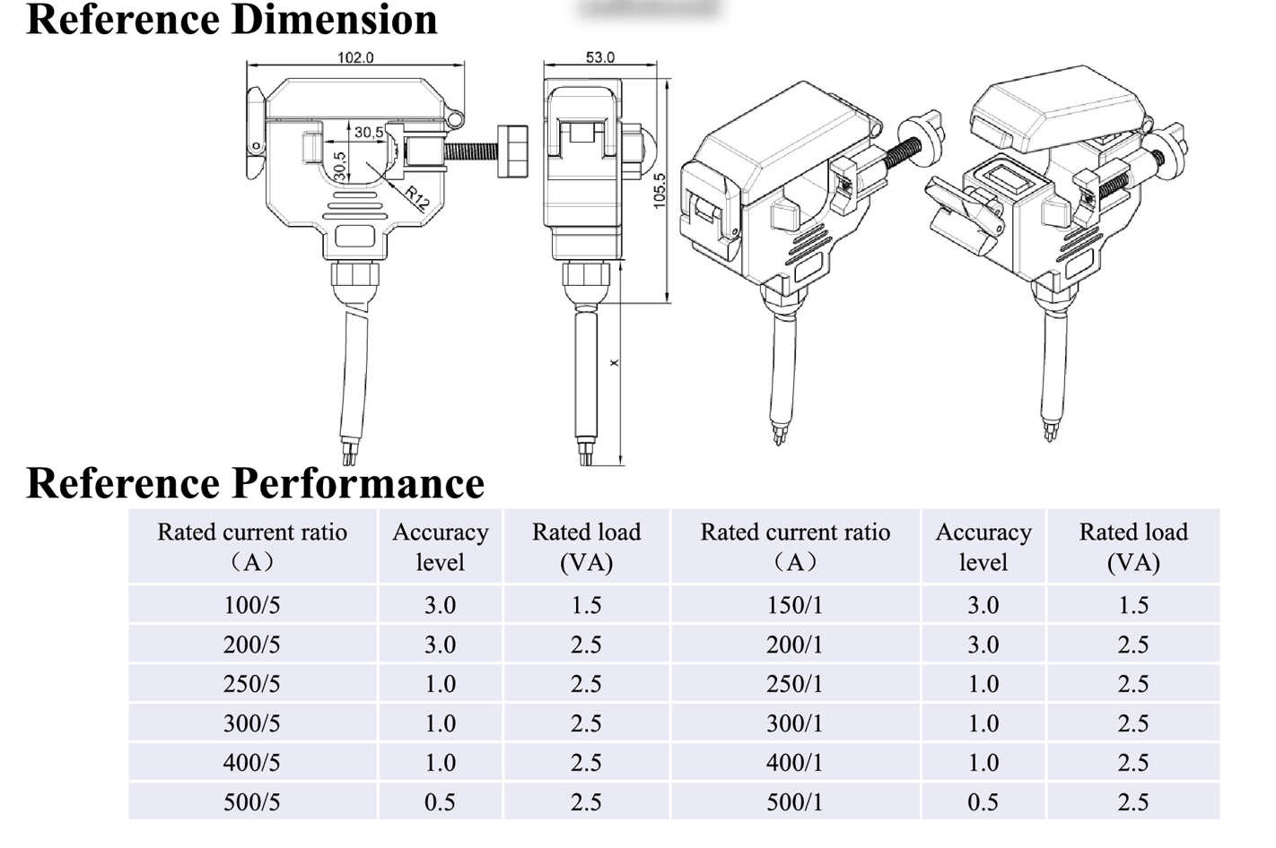 FSCT30 IP67 Waterproof Split Core Current Transformer Specifications